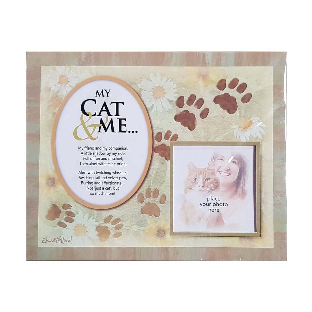 Cat And Me Floral Photo Memory Mount With A Beautiful Verse Poem And Space For Photo