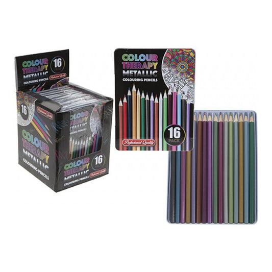 Colour Therapy 16 Metallic Colouring Pencils in a Tin