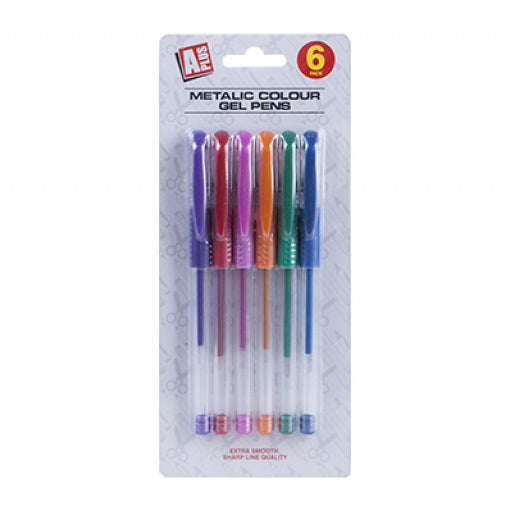 Gel Pen Pack 6 Metallic Colours Artistic Sationery Supplies Back To School Art