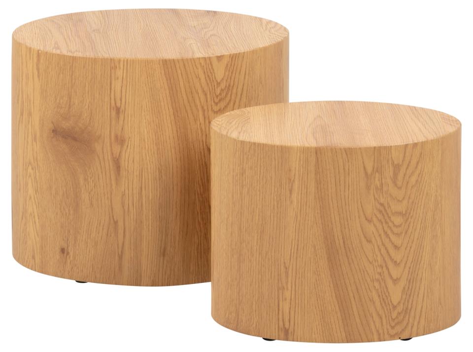 2 cylinder shaped coffee table in an oak look finish