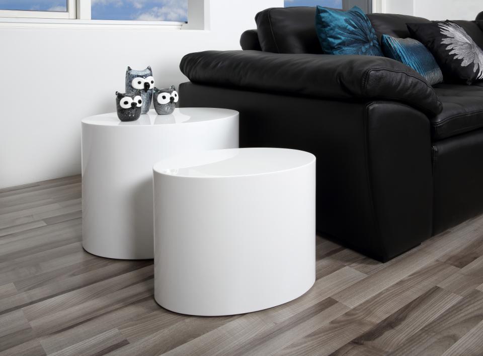 Mice Coffee Side Table Set In White High Gloss Versatile Space Saving 2pcs 33x48x40