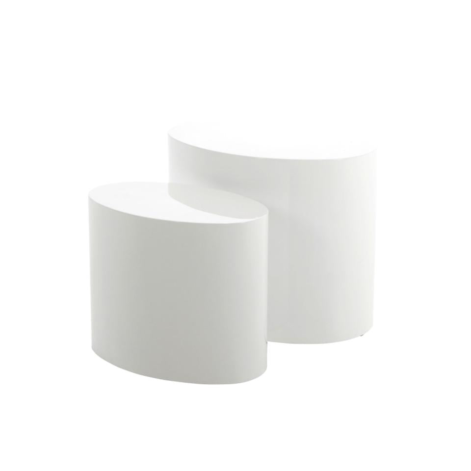 Mice Coffee Side Table Set In White High Gloss Versatile Space Saving 2pcs 33x48x40