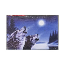 Load image into Gallery viewer, Mini LED Light Up Christmas Hanging Or Standing Canvas Picture 15x10cm 2 Wolves Howling Scene
