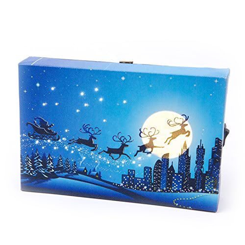 Mini LED Light Up Christmas Hanging Or Standing Canvas Picture 15x10cm Santa Sleigh City Scene