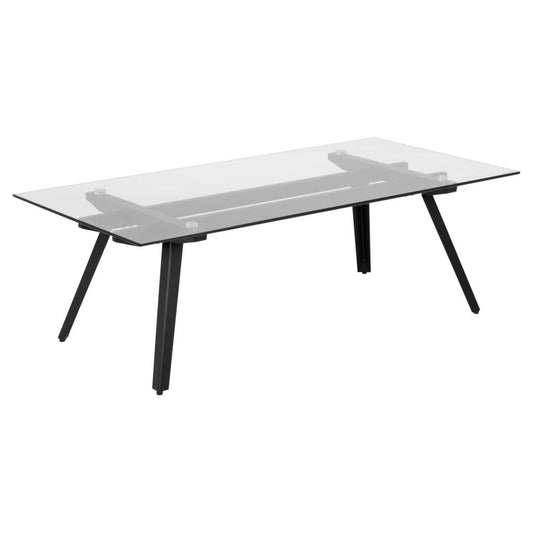 Monti Clear Glass Coffee Table With Strong Black Metal Base 120cm