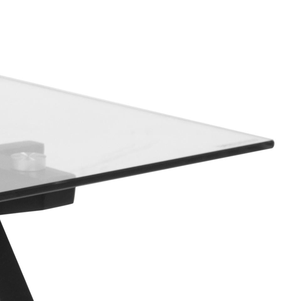 Monti Clear Glass Coffee Table With Strong Black Metal Base 120cm