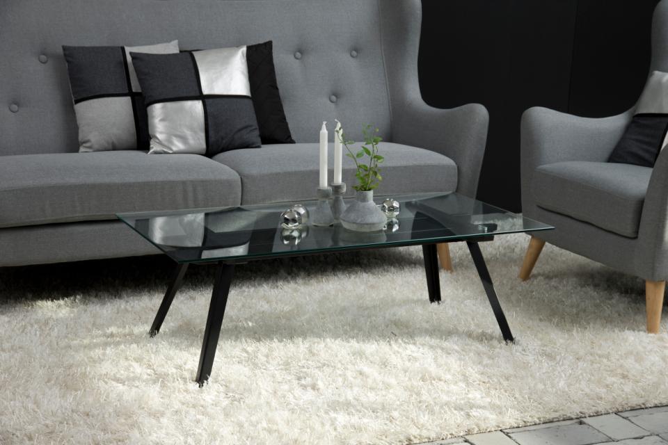 Monti Clear Glass Coffee Table With Strong Black Metal Base 120cm