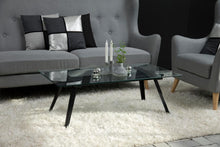 Load image into Gallery viewer, Monti Clear Glass Coffee Table With Strong Black Metal Base 120cm
