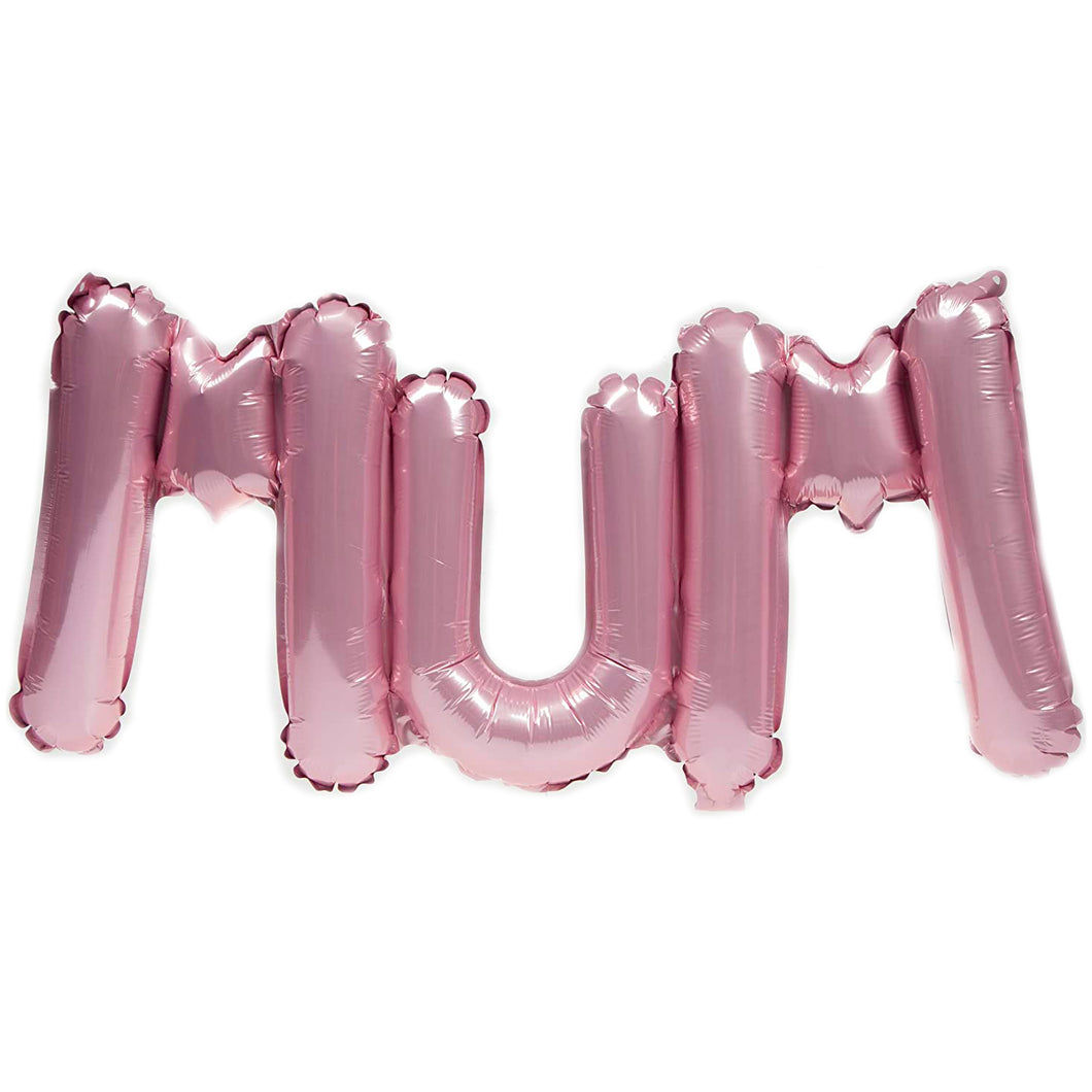 Pink Mum Balloon Mothers Day, Birthday Or Special Occasions, Large Self Inflate With Straw And Ribbon