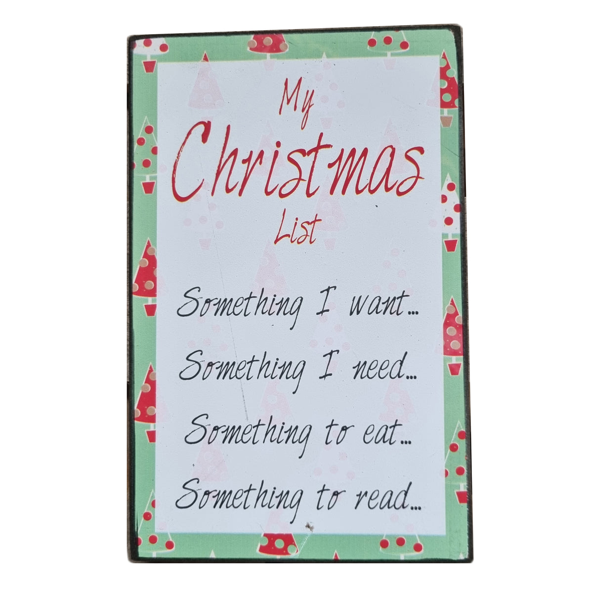 Christmas Wish List Hanging Wall Art Or Shelf Standing Wooden Sign Decoration 25x16cm