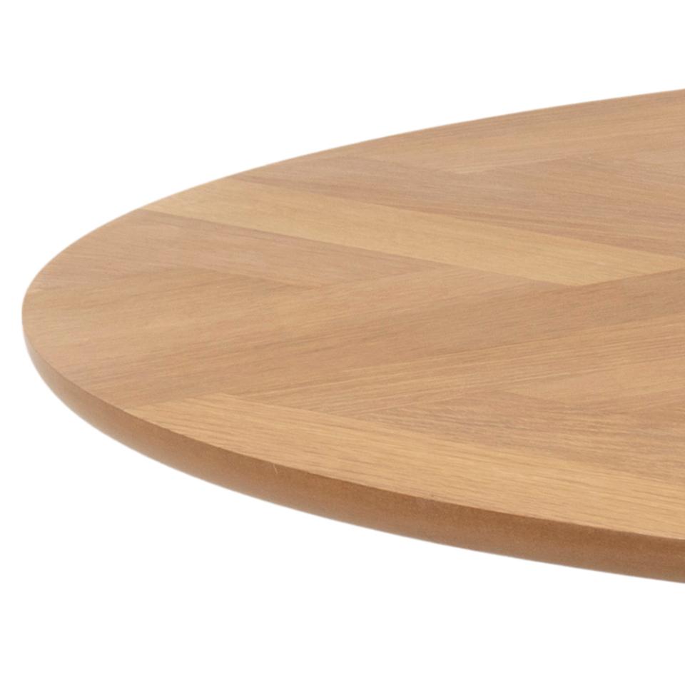 Negano Chene Round Designer Herringbone Oak Dining Table 120x75cm