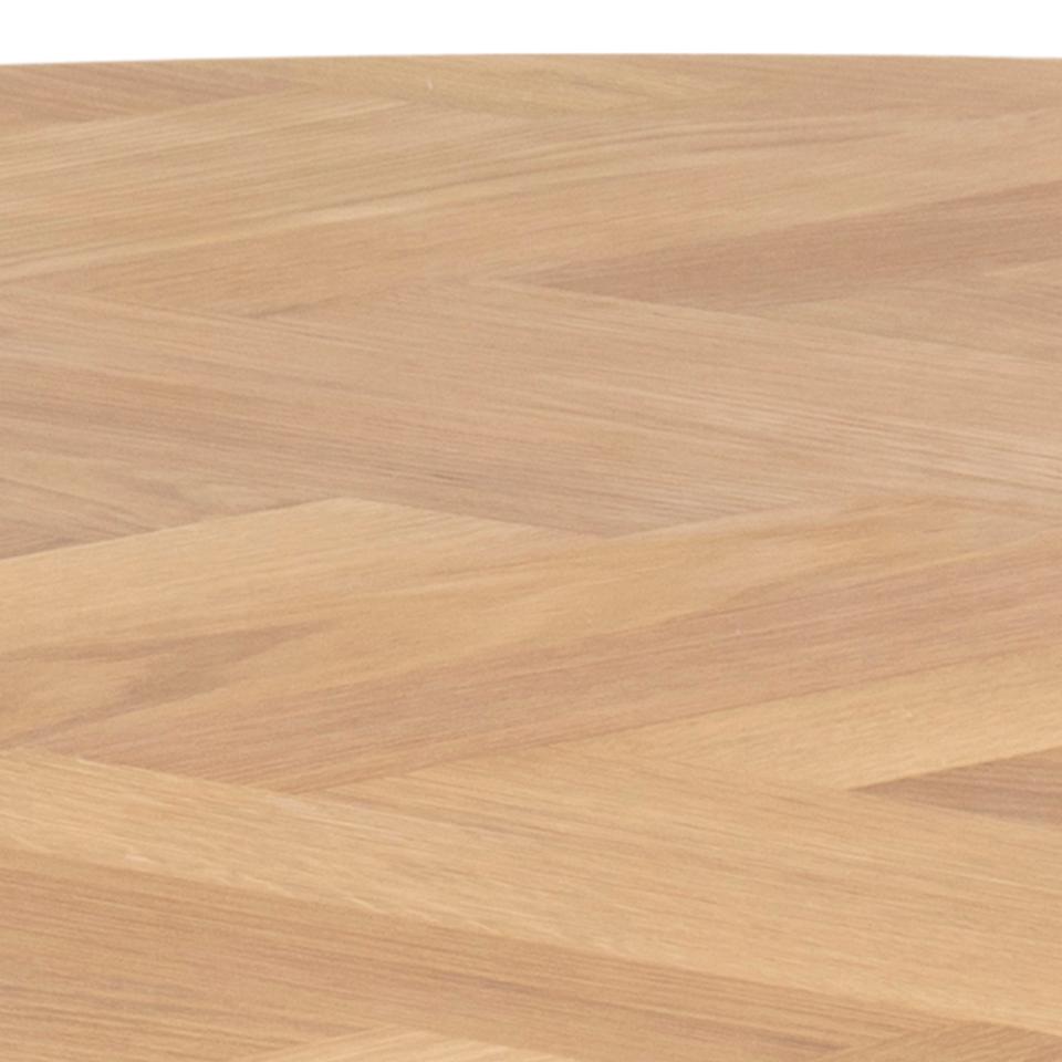 Negano Chene Round Designer Herringbone Oak Dining Table 120x75cm
