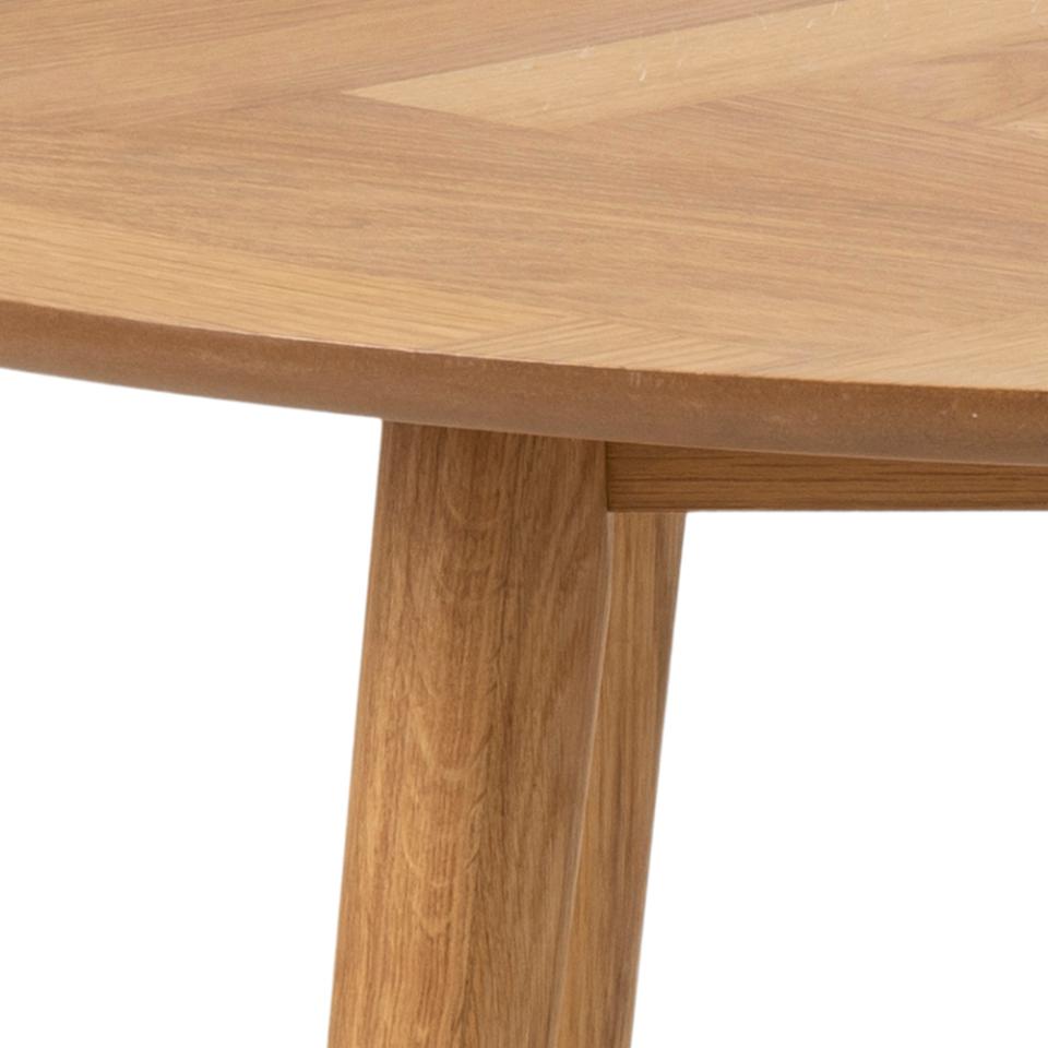 Negano Chene Round Designer Herringbone Oak Dining Table 120x75cm
