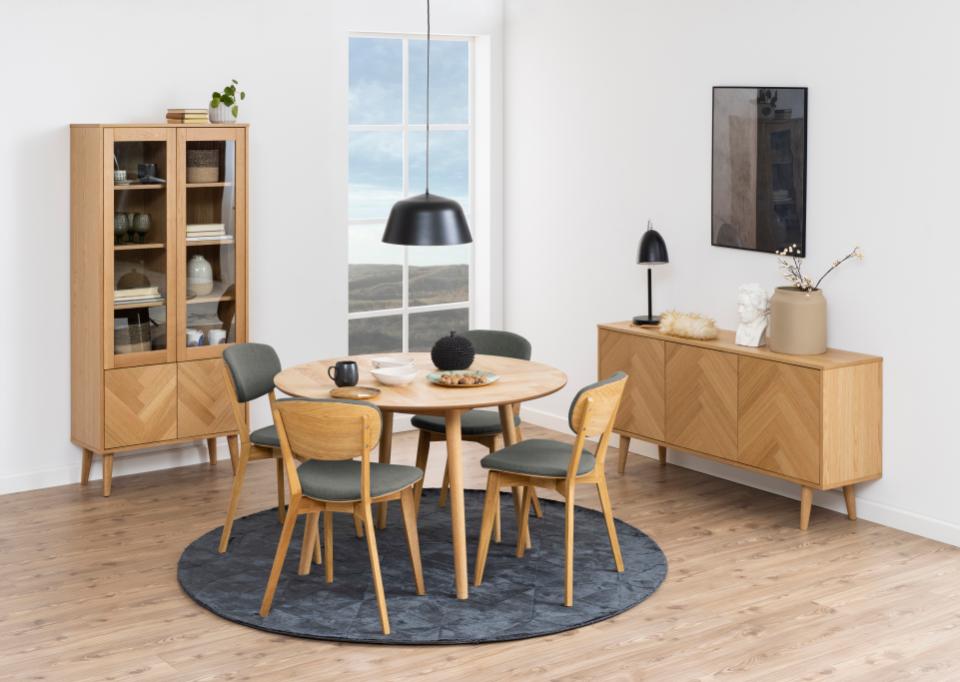 Negano Chene Round Designer Herringbone Oak Dining Table 120x75cm