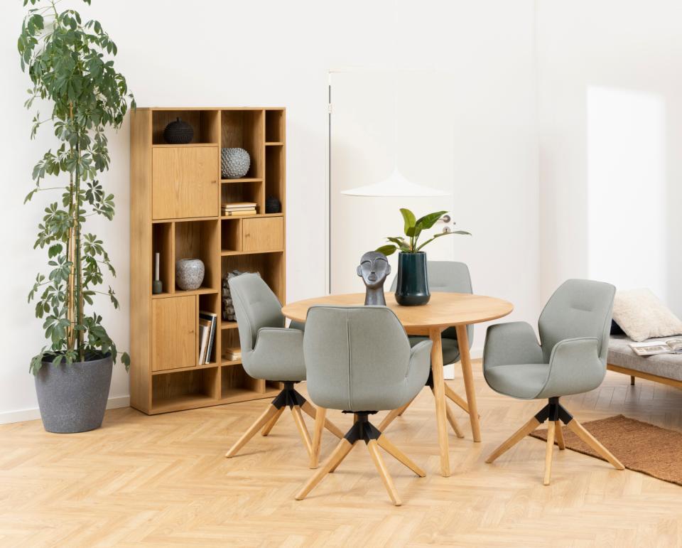 Negano Chene Round Designer Herringbone Oak Dining Table 120x75cm