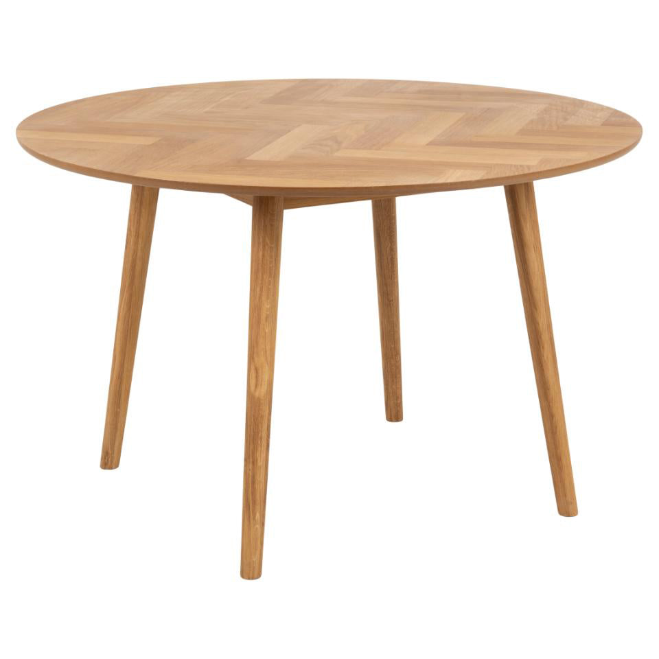 Negano Chene Designer Round Herringbone Oak Dining Table 120x75cm