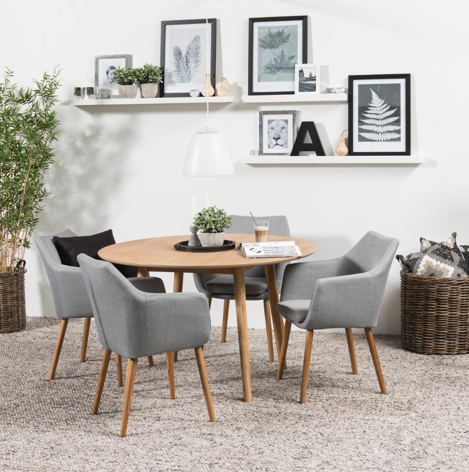 Negano Chene Round Designer Natural Oak Dining Table 4 Seats 120x75cm