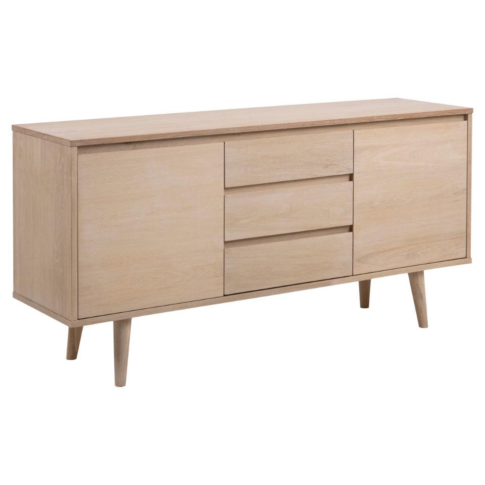 Nagano Sideboard Superior Solid White Oak Cabinet With Push Function Doors And Drawers 150x40x75cm