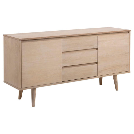Nagano Sideboard Superior Solid White Oak Cabinet With Push Function Doors And Drawers 150x40x75cm