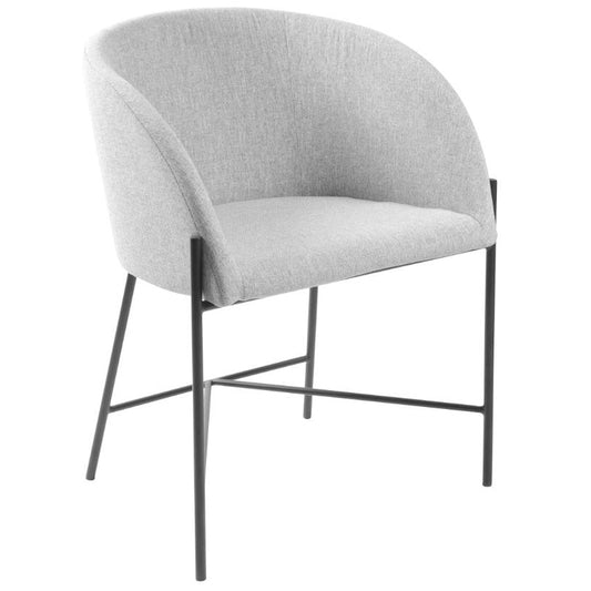 Nelson Grey Fabric Wide Lounge Armchair Dining Chair With Comfort Armrests And Firm Back