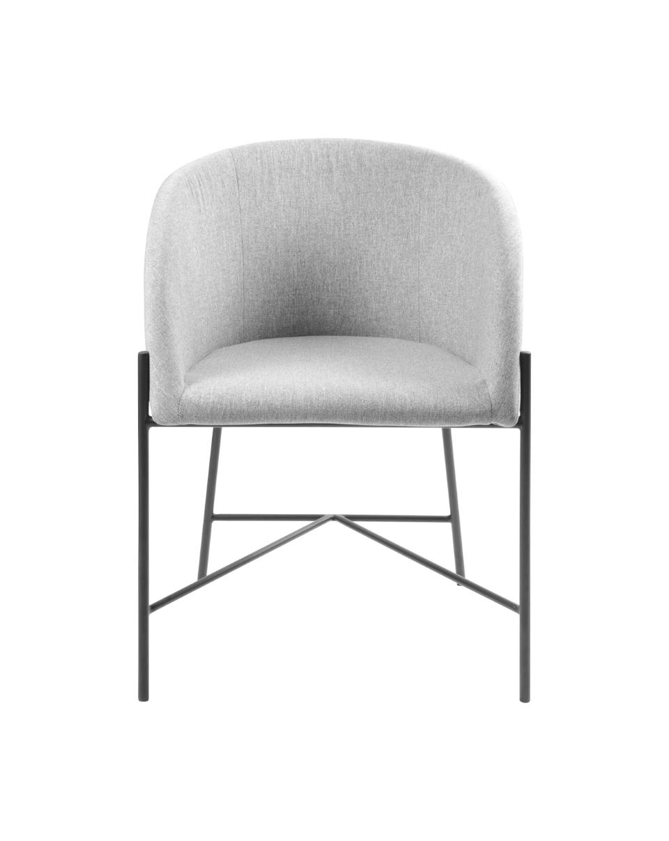 Nelson Grey Fabric Wide Lounge Armchair Dining Chair With Comfort Armrests And Firm Back