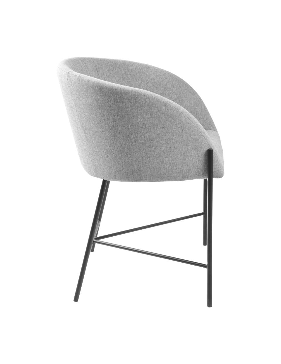 Nelson Grey Fabric Wide Lounge Armchair Dining Chair With Comfort Armrests And Firm Back