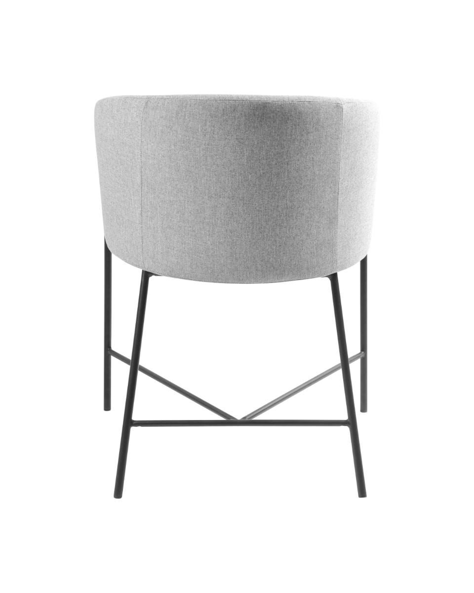 Nelson Grey Fabric Wide Lounge Armchair Dining Chair With Comfort Armrests And Firm Back