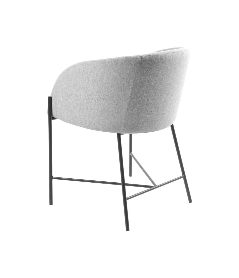Nelson Grey Fabric Wide Lounge Armchair Dining Chair With Comfort Armrests And Firm Back