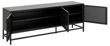 Load image into Gallery viewer, Newcastle Black Metal Sideboard Cabinet 3 Doors 2 Shelves 160x40x60cm
