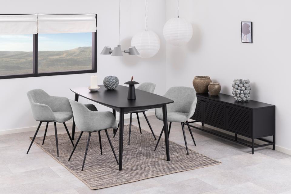 Noella Deluxe Grey Fabric Carver Dining Chair With Comfort Armrests And Firm Support