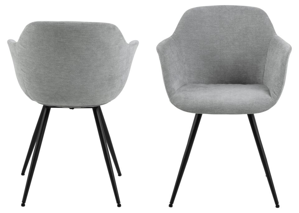 Noella Deluxe Grey Fabric Carver Dining Chair With Comfort Armrests And Firm Support