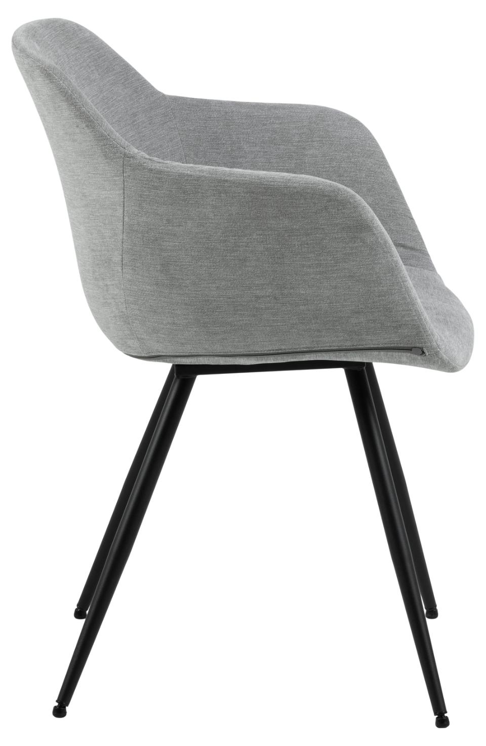 Noella Deluxe Grey Fabric Carver Dining Chair With Comfort Armrests And Firm Support