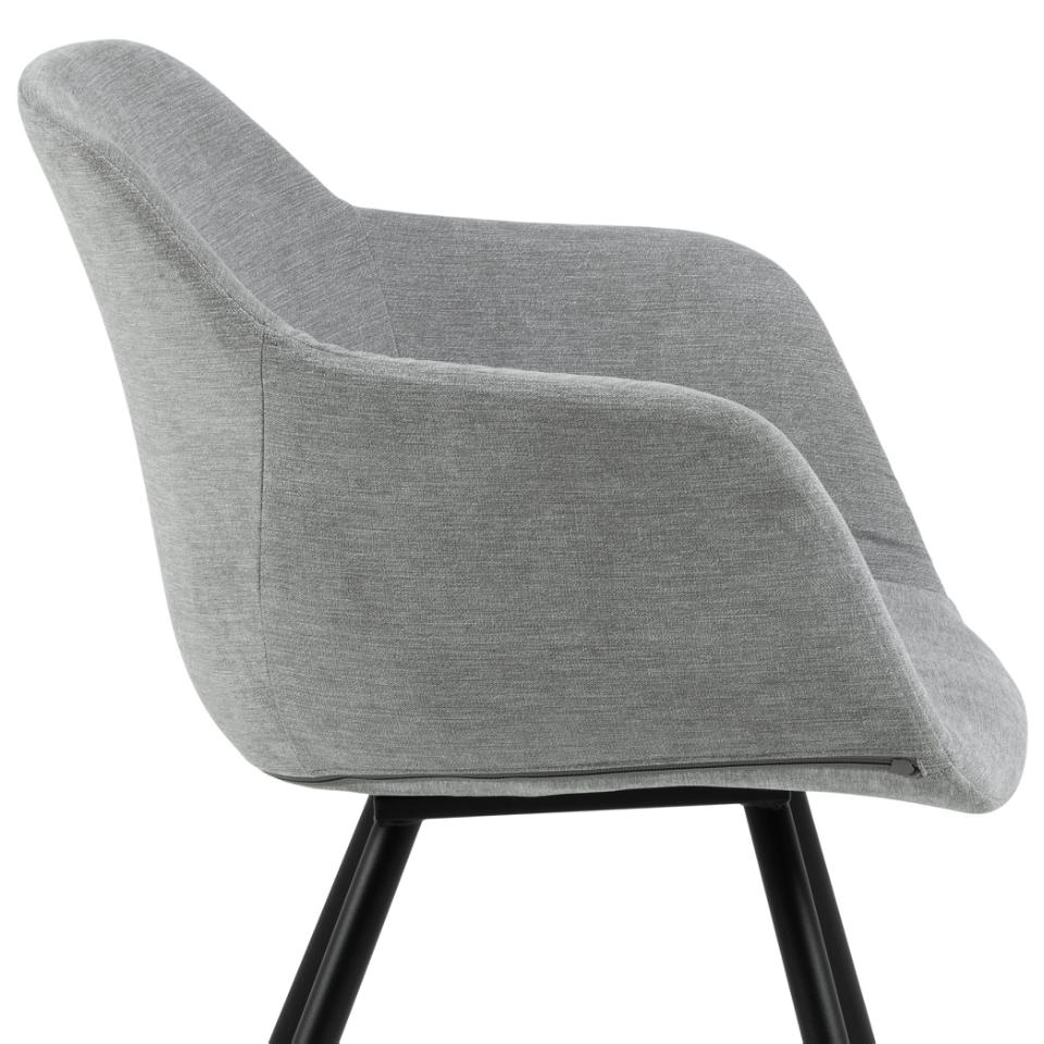 Noella Deluxe Grey Fabric Carver Dining Chair With Comfort Armrests And Firm Support