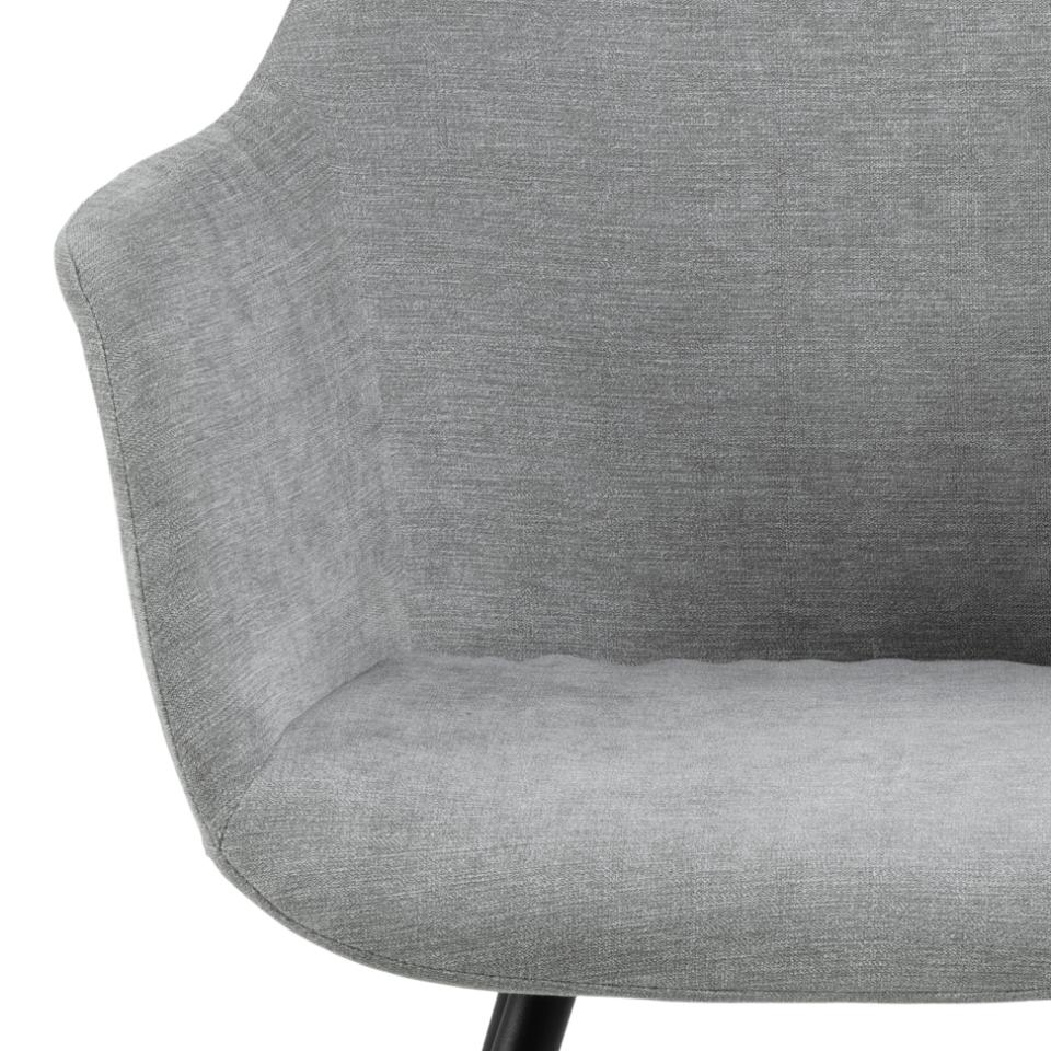 Noella Deluxe Grey Fabric Carver Dining Chair With Comfort Armrests And Firm Support