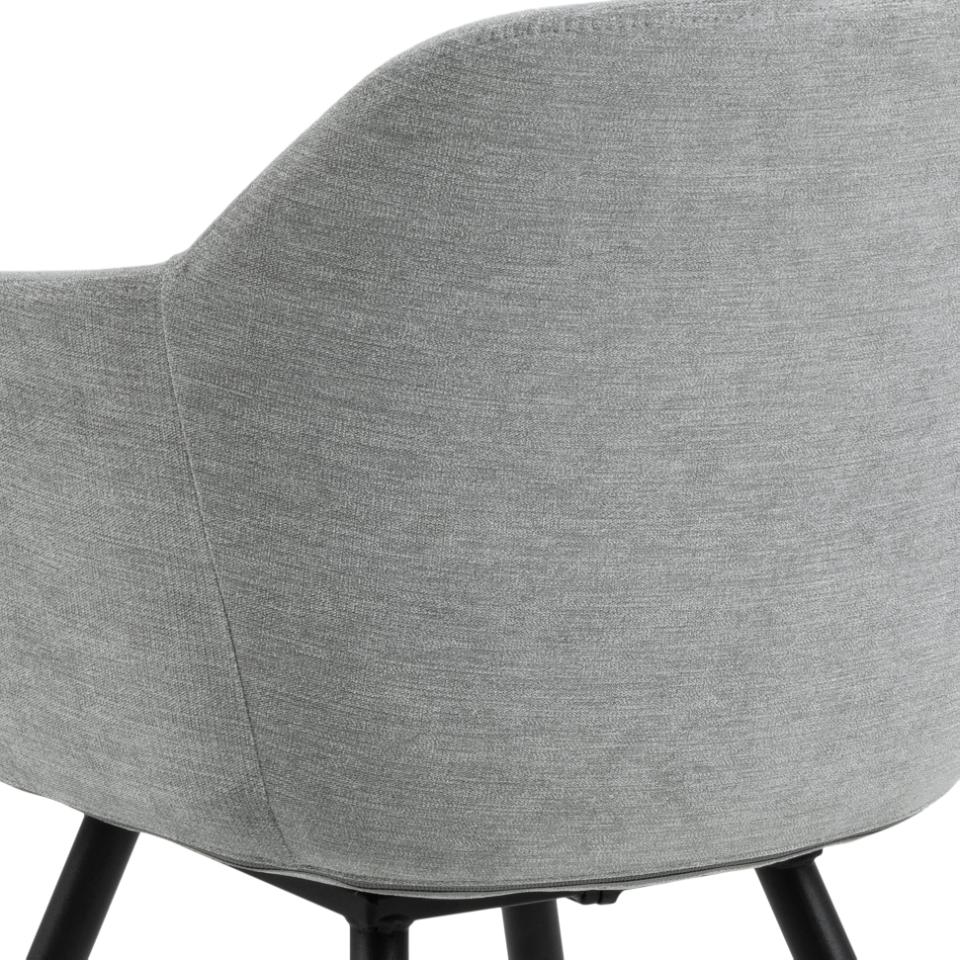 Noella Deluxe Grey Fabric Carver Dining Chair With Comfort Armrests And Firm Support