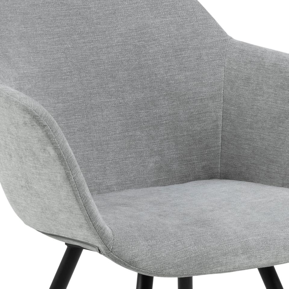 Noella Deluxe Grey Fabric Carver Dining Chair With Comfort Armrests And Firm Support