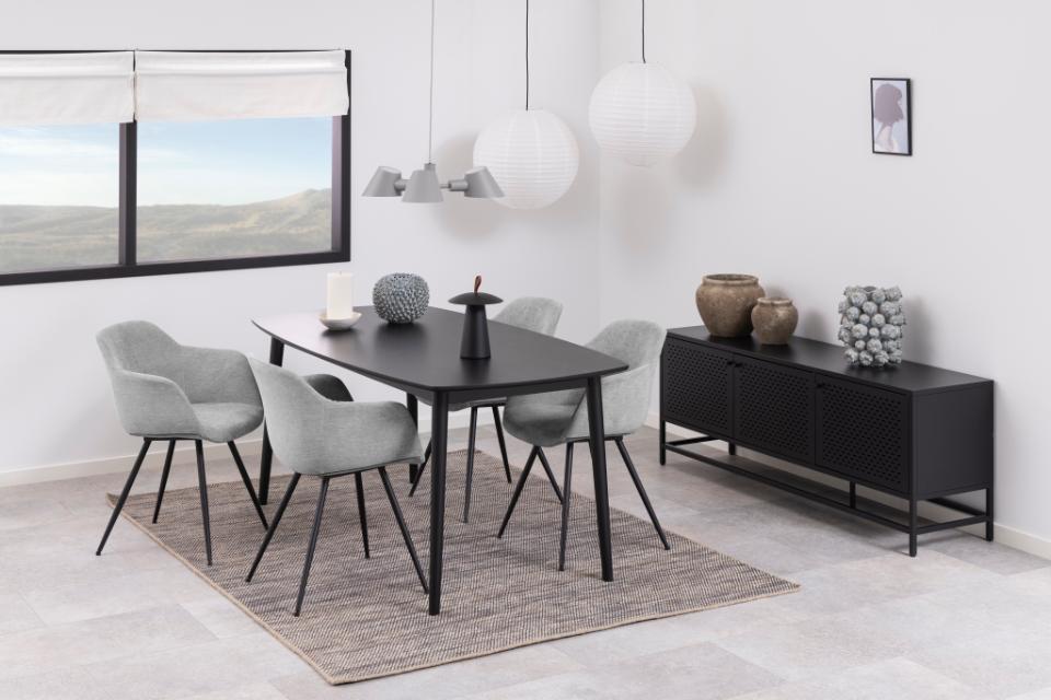 Noella Deluxe Grey Fabric Carver Dining Chair With Comfort Armrests And Firm Support