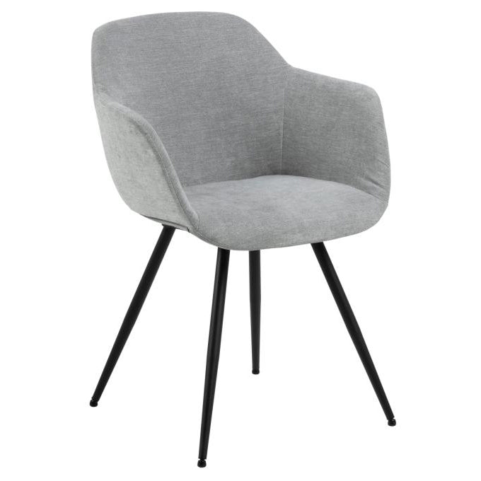 Noella Deluxe Grey Fabric Dining Chair With Comfort Armrests And Firm Support