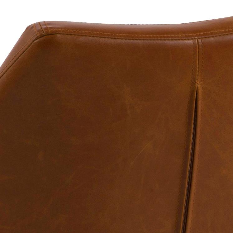 Nora Carver Seat Dining Chair In Brandy PU Leather With Oak Oiled Legs And Arm Rests