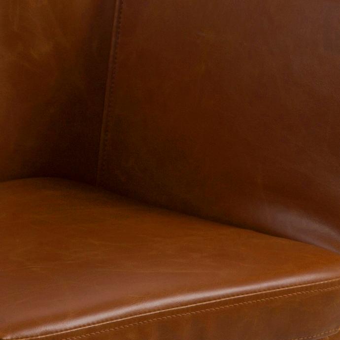 Nora Carver Seat Dining Chair In Brandy PU Leather With Oak Oiled Legs And Arm Rests