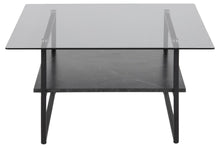 Load image into Gallery viewer, Okaya Designer Coffee Table Smoked Glass Square Top Marble Shelf 80cm
