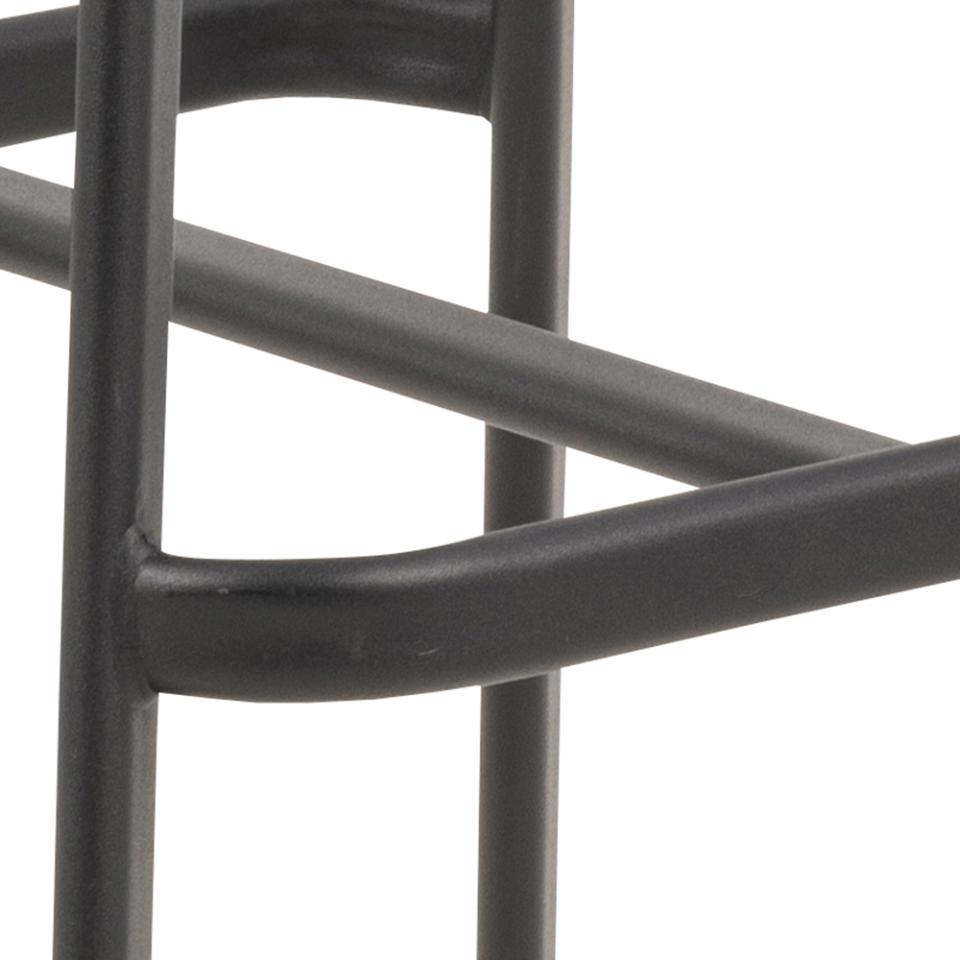 Oregon Black Vintage Leather Bar Stools, Set Of 2 With Metal Base And Footrest