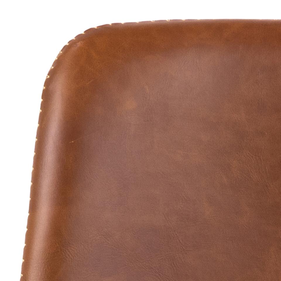 Oregon Brown Vintage Leather Bar Stools, Set Of 2 With Metal Base And Footrest