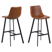 Load image into Gallery viewer, Oregon Brown Vintage Leather Bar Stools, Set Of 2 With Metal Base And Footrest
