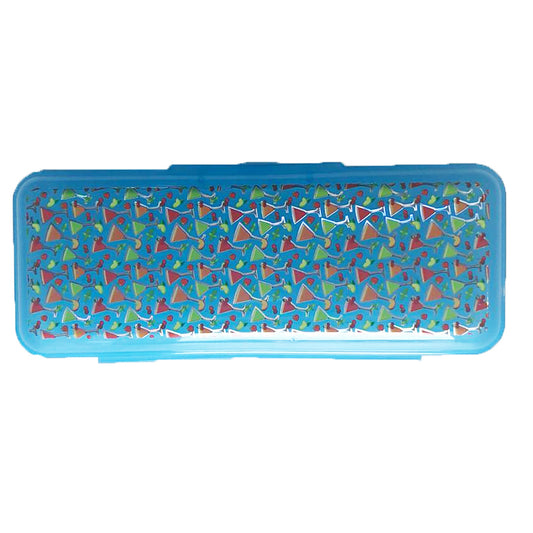 Bright Hard Shell Plastic Pencil Case with a Choice of 3 Prints and 4 Bright Colours - Pink, Blue, Orange, or Yellow