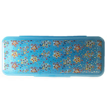 Load image into Gallery viewer, Bright Hard Shell Plastic Pencil Case with a Choice of 3 Prints and 4 Bright Colours - Pink, Blue, Orange, or Yellow
