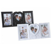 Load image into Gallery viewer, White Photo Picture Frame With 3 Windows And Heart Filigree Detail 40x18x2cm
