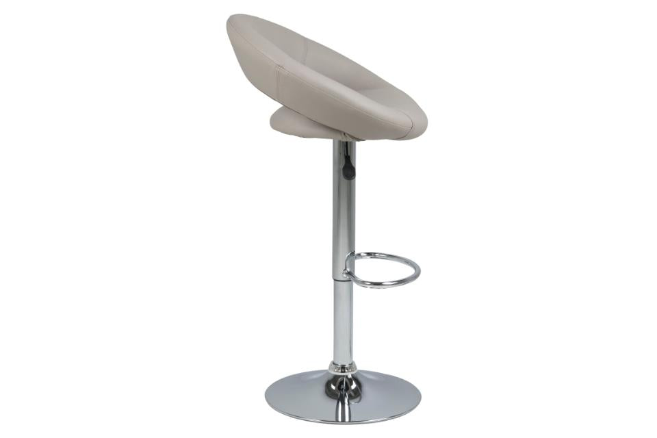 Plump Designer Taupe Faux Leather Bar Stool With Comfort Backrest, Stylish Chrome Base And Solid Gas Lift Function, 1 pc