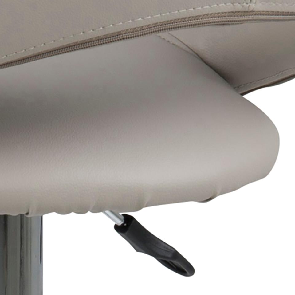 Plump Designer Taupe Faux Leather Bar Stool With Comfort Backrest, Stylish Chrome Base And Solid Gas Lift Function, 1 pc