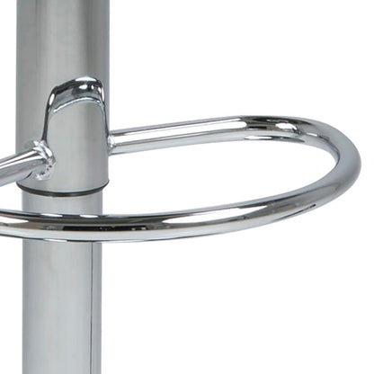 close up of the chrome footrest on a Plump bar stool by Homestreet